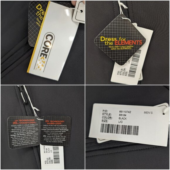 Core 365 TKH Security Jacket Mens Black Full Zip Fleece Lined Zip Pockets Size L - Picture 6 of 10